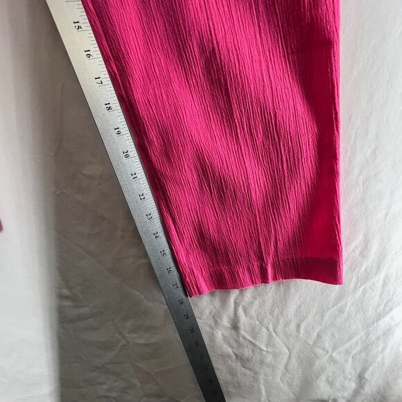 Drapers & Damons Crinkle Pull On Pants Size PM Elastic Waist High Rise Hot Pink - Picture 9 of 10